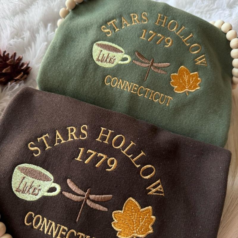 Embroidered Sweatshirt, Fall Embroidered Sweatshirt, Sweatshirt Stars Hollow